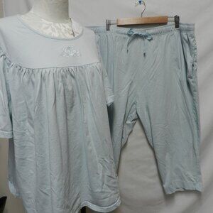 The Vermont Country Store 100% Cotton pajama pant top Set blue Size Sz XXXL 3X